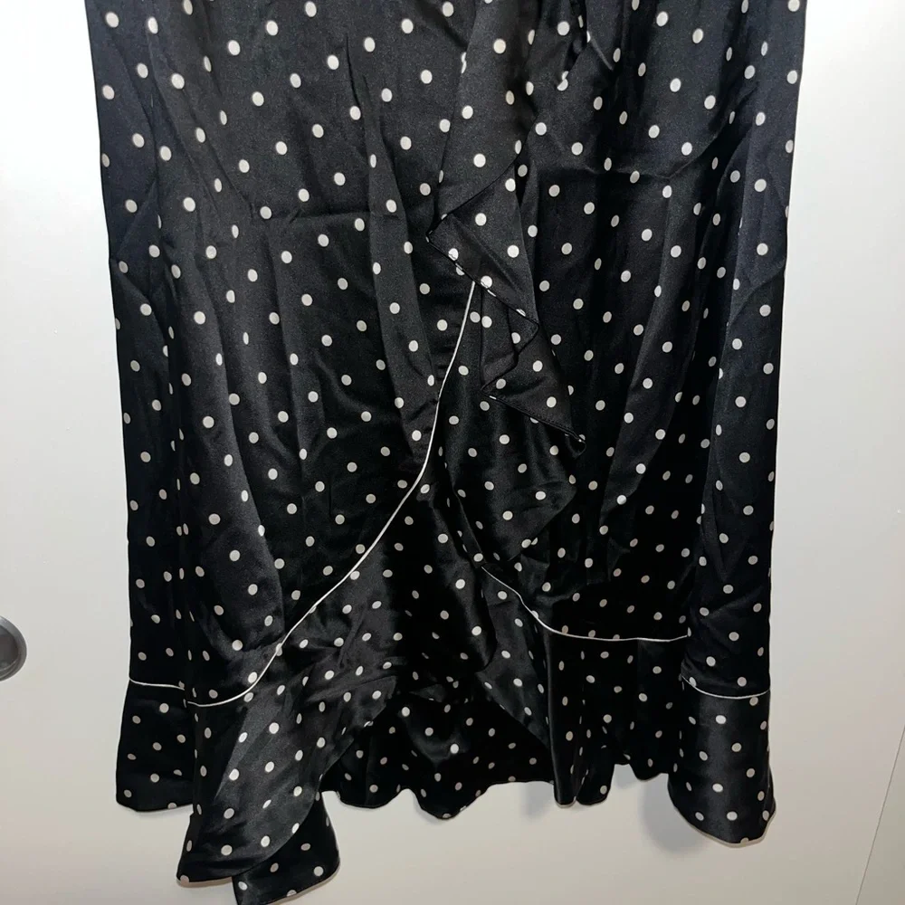 Ganni Dufort Silk Polka Dot Ruffle Skirt